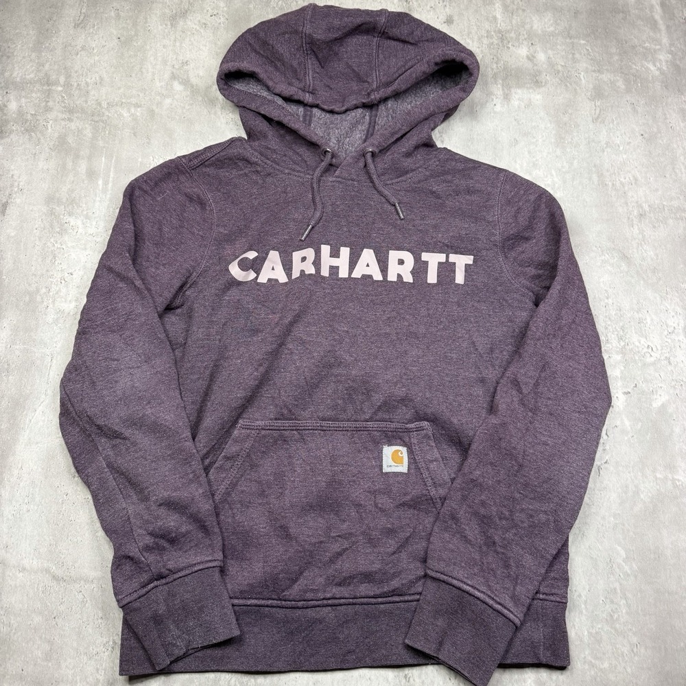 Carhartt Women's XS Hoodie Sweatshirt Purple Heather Relaxed Fit Midweight